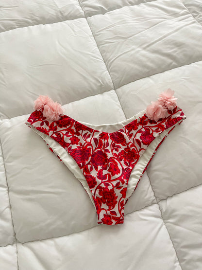 Rose Sangria Floral Full Coverage Bikini Bottom